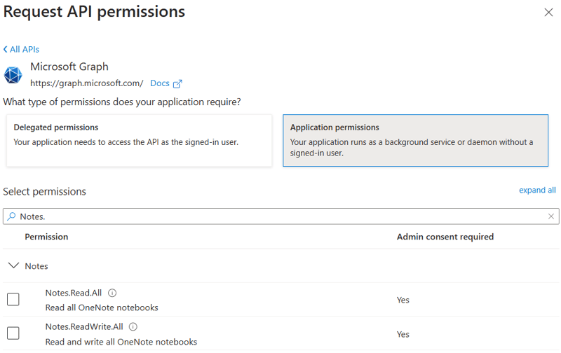 AppOnlyGraphPermissionsforOneNote