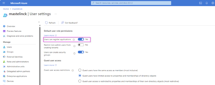 Default Setting Allows Users to Register Applications