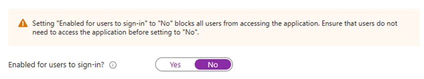 Disabling an Enterprise application