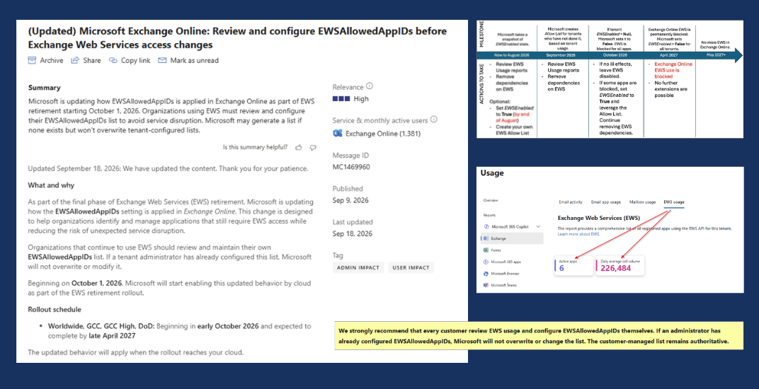 EWS Deprecation Oct 1, 2026 Deadline - Review Your Applications