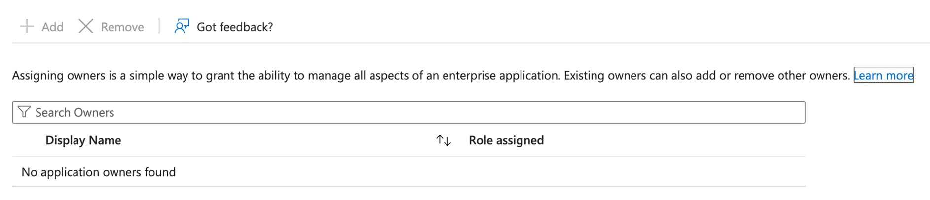 Enterprise Application Owners field