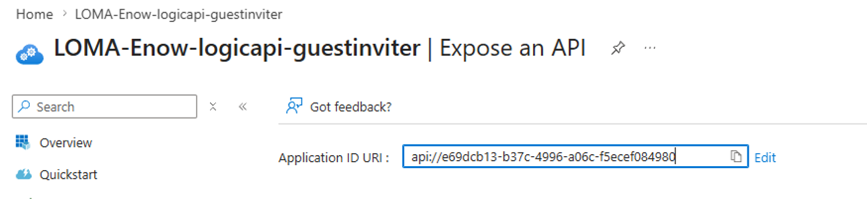 creation of Application ID URI